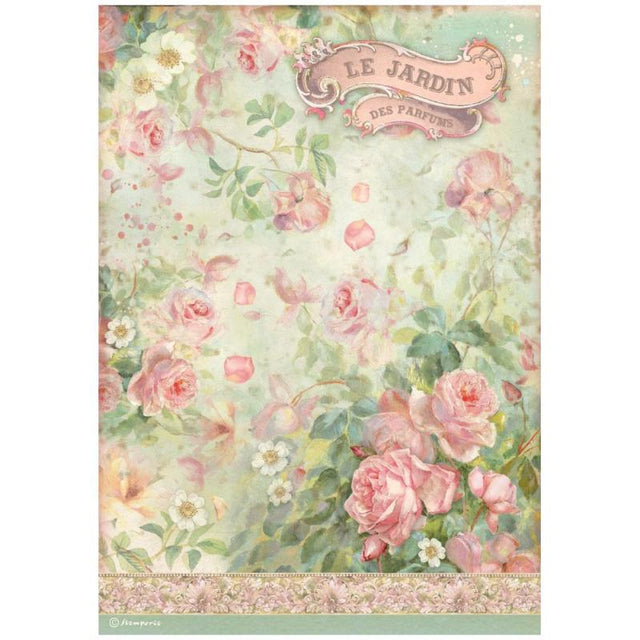 Rice Paper A4 - Rose Parfum Le jardin des parfums - 1 - Stamperia - Tidformera