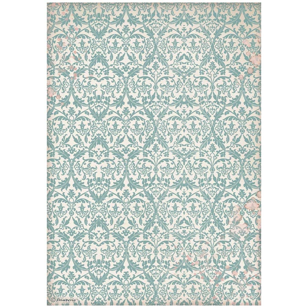 Rice Paper A4 - Venice City of Art - Turquoise tapestry - 1 - Stamperia - Tidformera