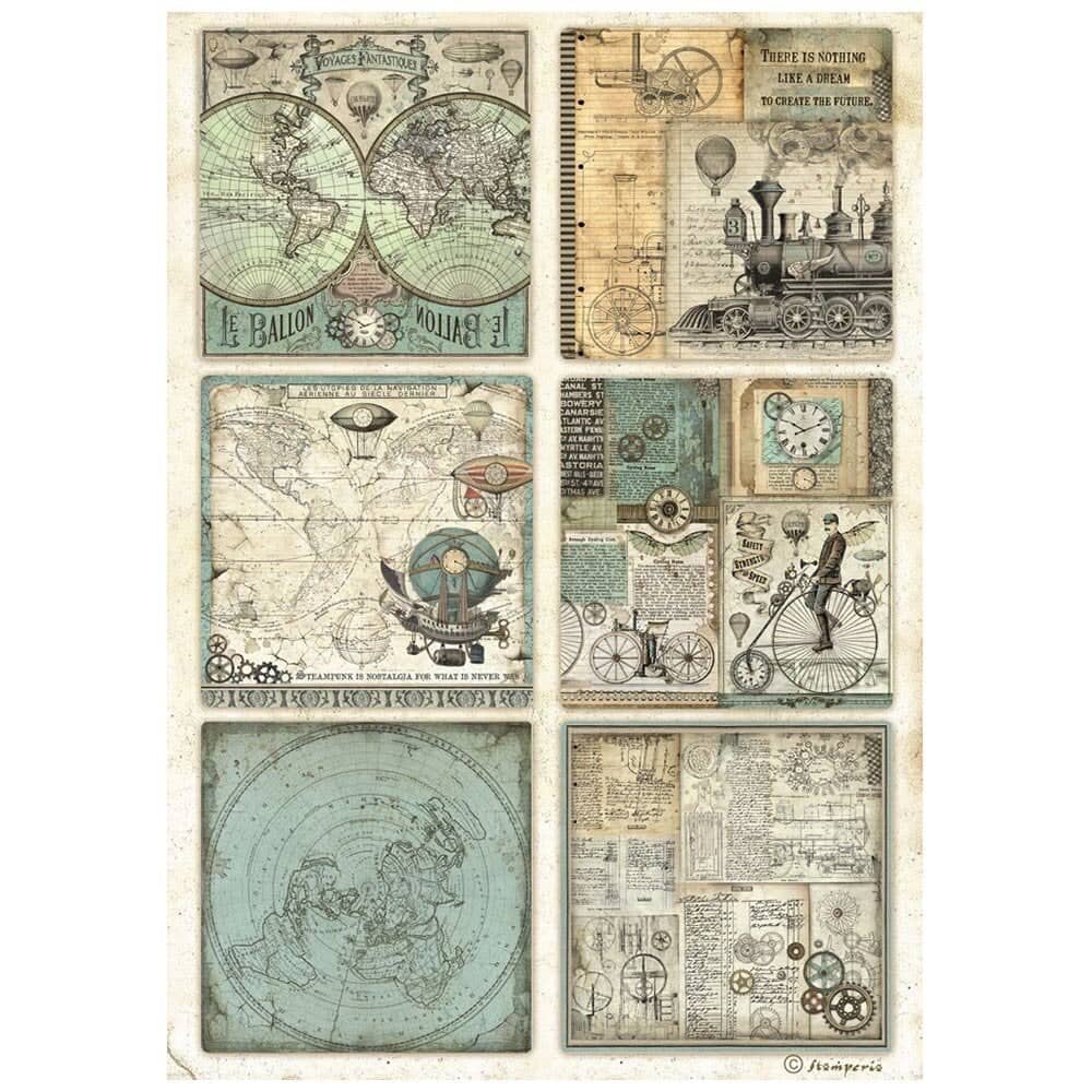 Rice Paper A4 - Voyages Fantastiques - 6 Cards - 1 - Stamperia - Tidformera