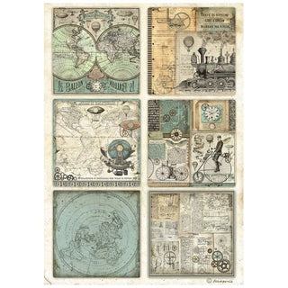 Rice Paper A4 - Voyages Fantastiques - 6 Cards - 1 - Stamperia - Tidformera