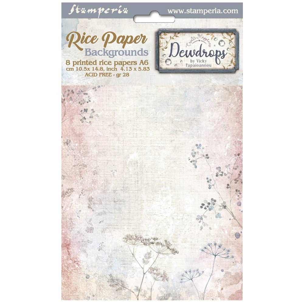 Rice Paper A6 - Dewdrop - 8 - pack - 1 - Stamperia - Tidformera