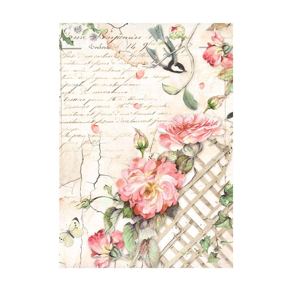 Rice Paper A6 - House of Roses - 8 - pack - 6 - Stamperia - Tidformera