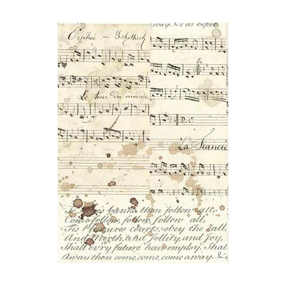 Rice Paper A6 - Music - 8 - pack - 7 - Stamperia - Tidformera