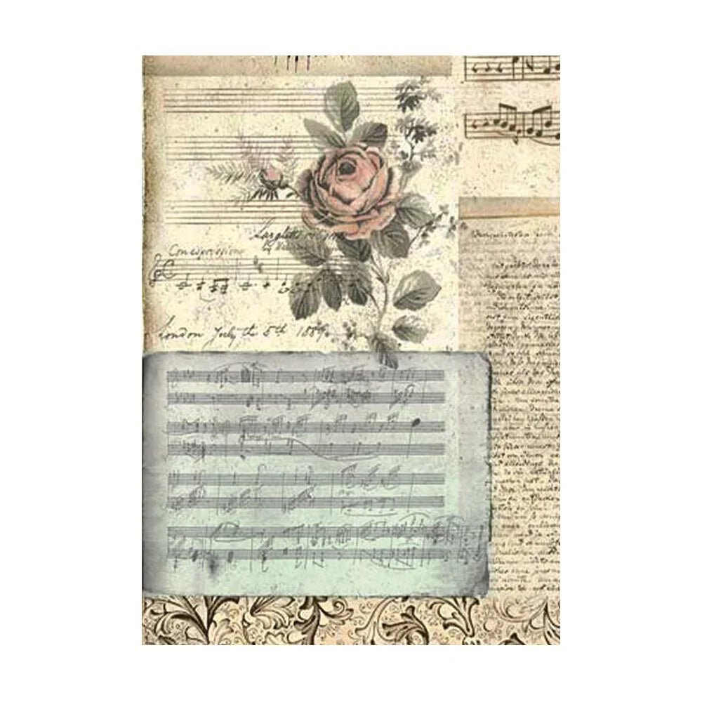 Rice Paper A6 - Music - 8 - pack - 2 - Stamperia - Tidformera