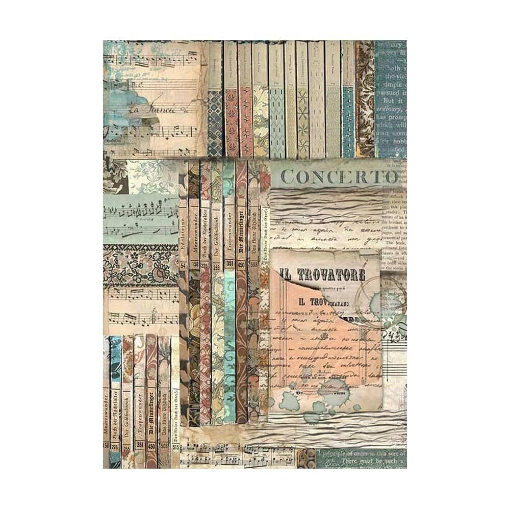 Rice Paper A6 - Music - 8 - pack - 5 - Stamperia - Tidformera