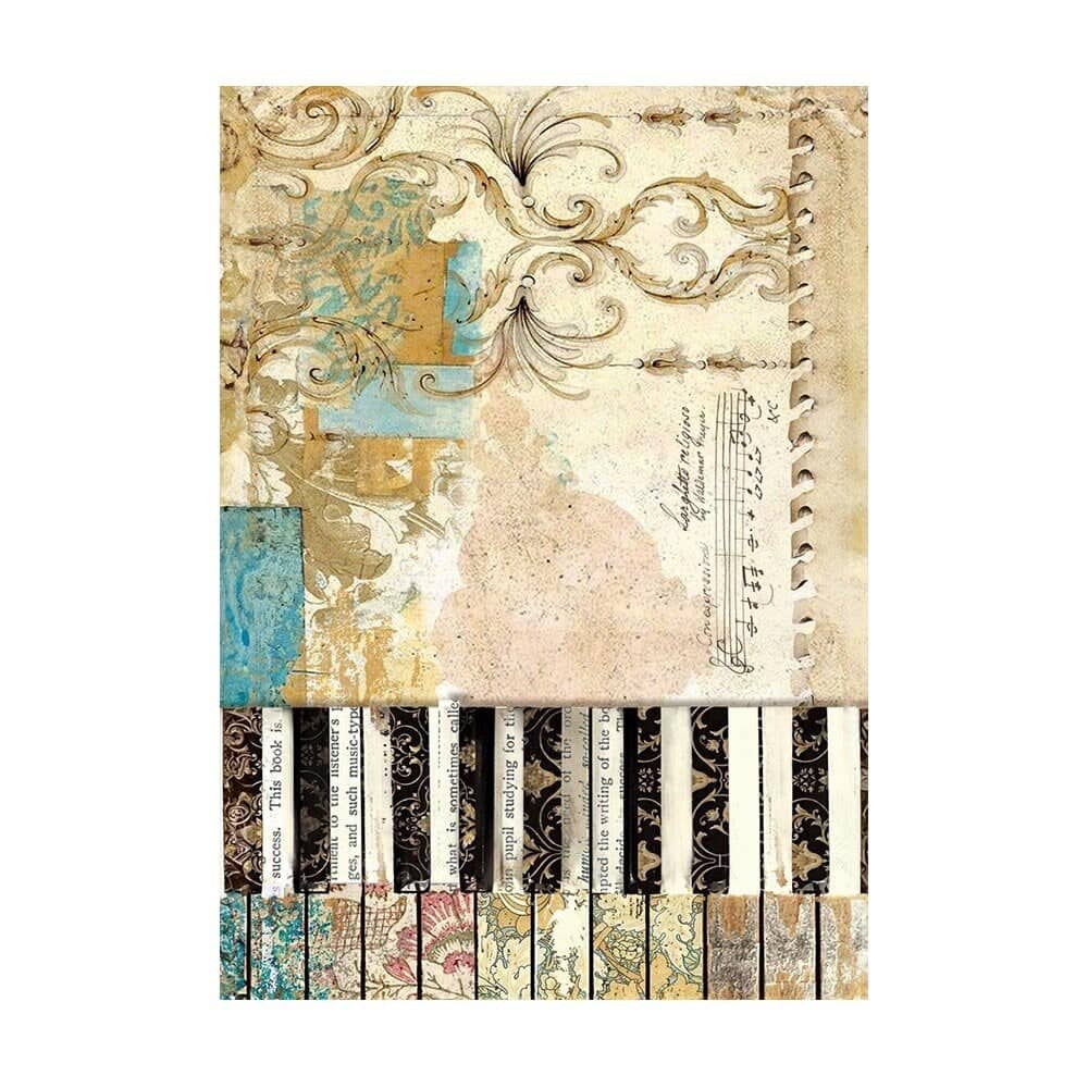 Rice Paper A6 - Music - 8 - pack - 4 - Stamperia - Tidformera