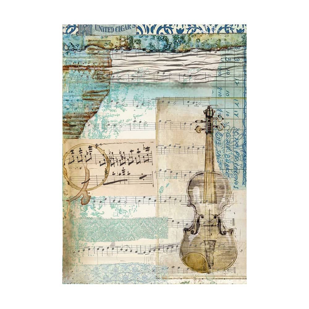 Rice Paper A6 - Music - 8 - pack - 3 - Stamperia - Tidformera