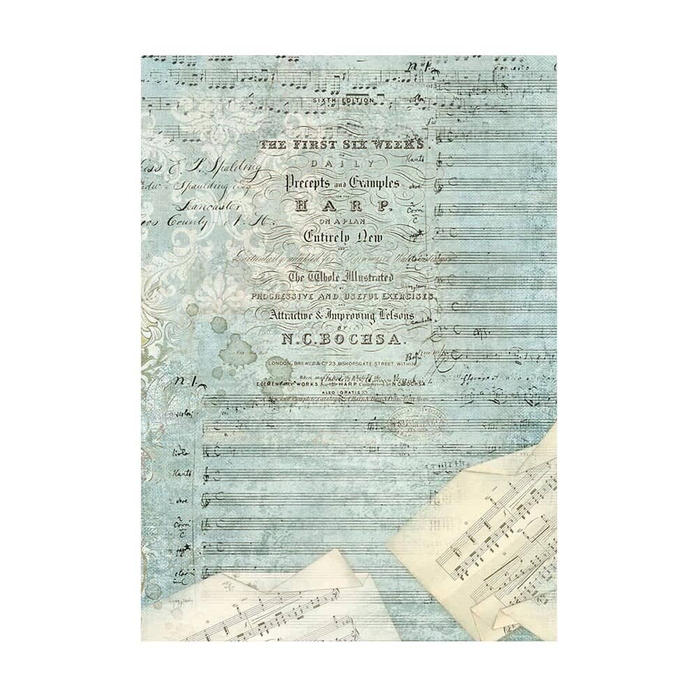 Rice Paper A6 - Music - 8 - pack - 6 - Stamperia - Tidformera
