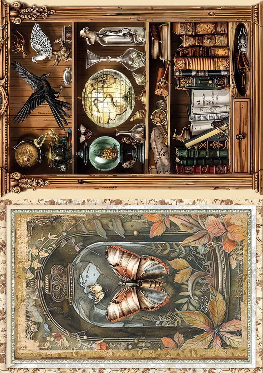 Rice Paper Art set - A5 - 8 - pack - Cabinet of Curiosities - 3 - Ciao Bella - Tidformera
