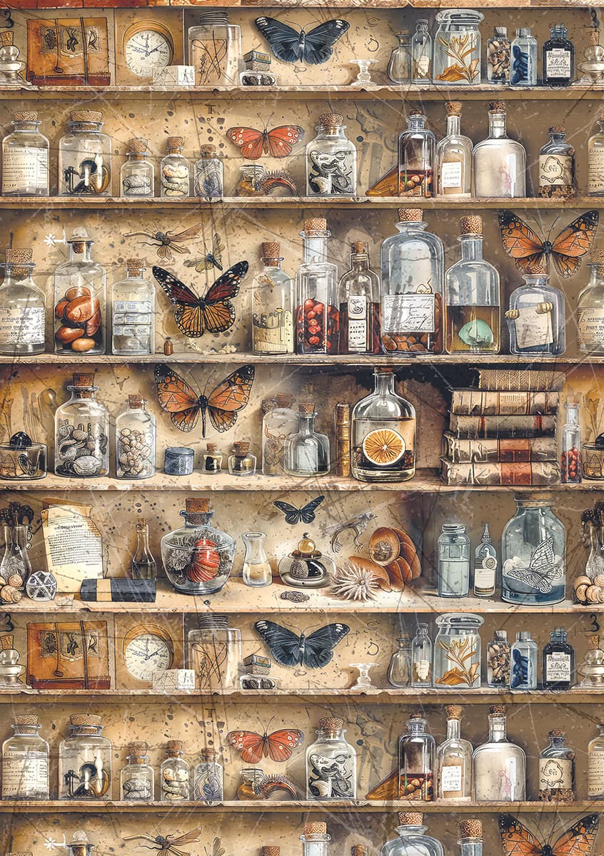 Rice Paper Art set - A5 - 8 - pack - Cabinet of Curiosities - 8 - Ciao Bella - Tidformera