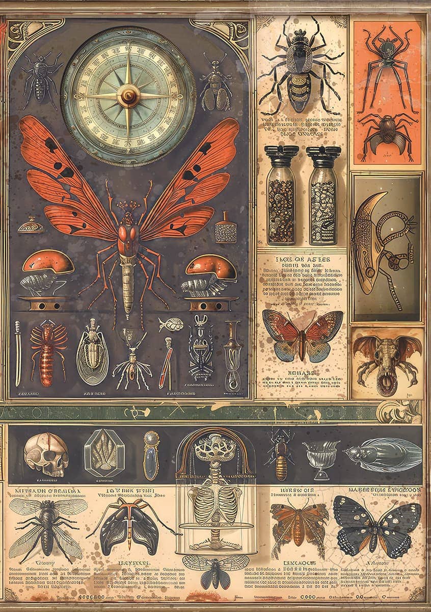 Rice Paper Art set - A5 - 8 - pack - Cabinet of Curiosities - 5 - Ciao Bella - Tidformera