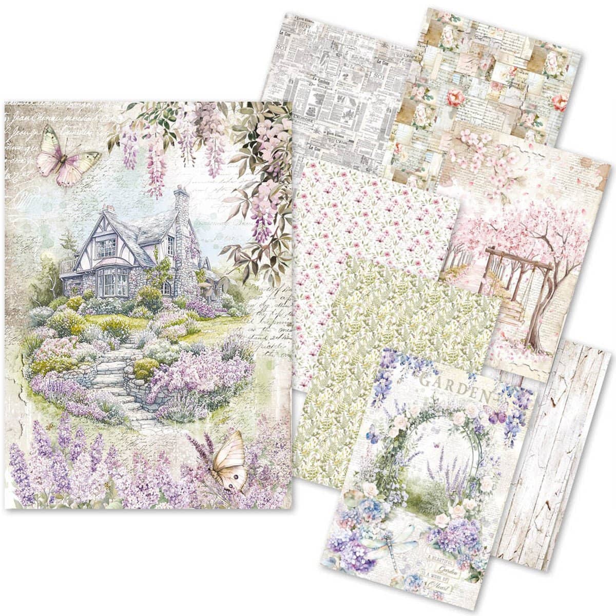 Rice Paper Art set - A5 - 8 - pack - Secret Garden - 1 - Ciao Bella - Tidformera