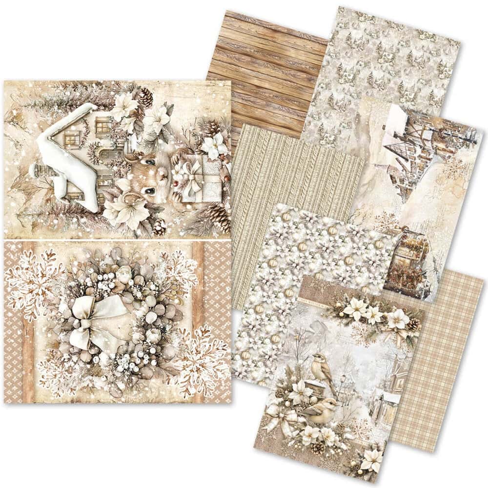 Rice Paper Art set - A5 - 8 - pack - Winter Season - 1 - Ciao Bella - Tidformera