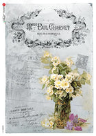 Rice Paper Decoupage - A5 - Flowers 0317 från Paper Designs. Rispapper med en vas med blommor och text. - Tidformera