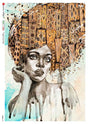 Rice Paper Decoupage - A5 - Scene 0137 från Paper Designs. Rispapper med en målad vacker afrikansk kvinna med en stor huvudbonad.