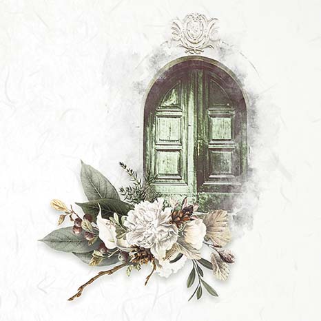 Rice paper Set - 15 x 15 - Doors with flowers - 6 - ITD Collection - Tidformera