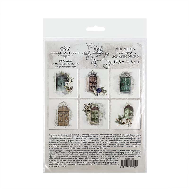 Rice paper Set - 15 x 15 - Doors with flowers - 8 - ITD Collection - Tidformera