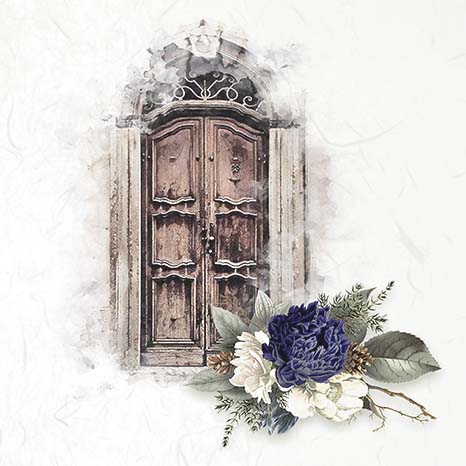 Rice paper Set - 15 x 15 - Doors with flowers - 7 - ITD Collection - Tidformera