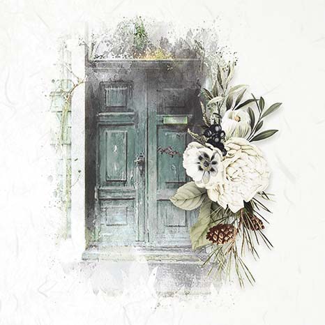 Rice paper Set - 15 x 15 - Doors with flowers - 5 - ITD Collection - Tidformera