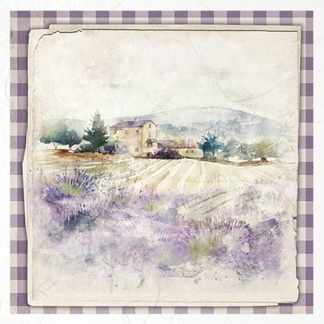 Rice paper Set - 15 x 15 - Lavender fields - 7 - ITD Collection - Tidformera