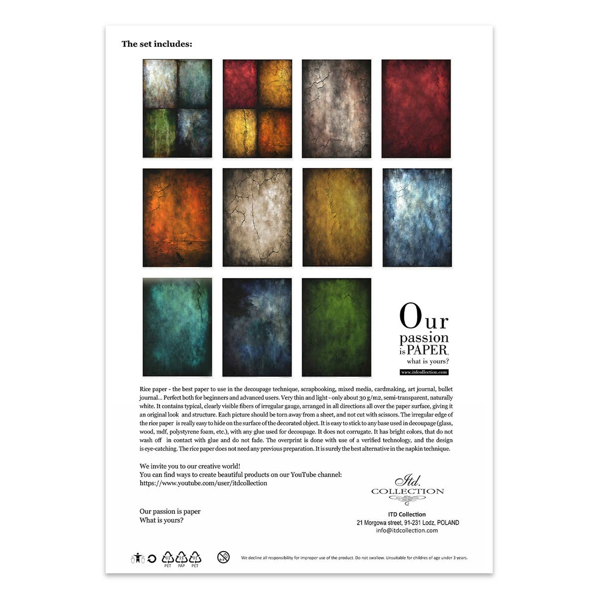 Rice paper set - A4 - Black & color - 2 - ITD Collection - Tidformera