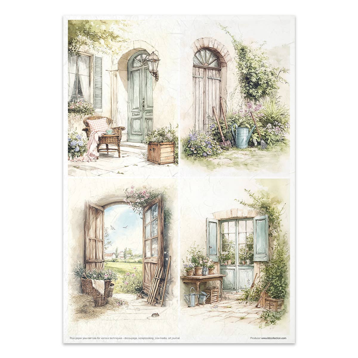 Rice paper set - A4 - Cottage in the Country - 12 - ITD Collection - Tidformera