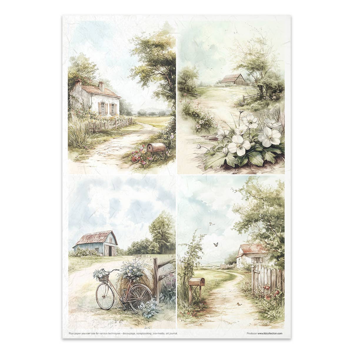 Rice paper set - A4 - Cottage in the Country - 13 - ITD Collection - Tidformera