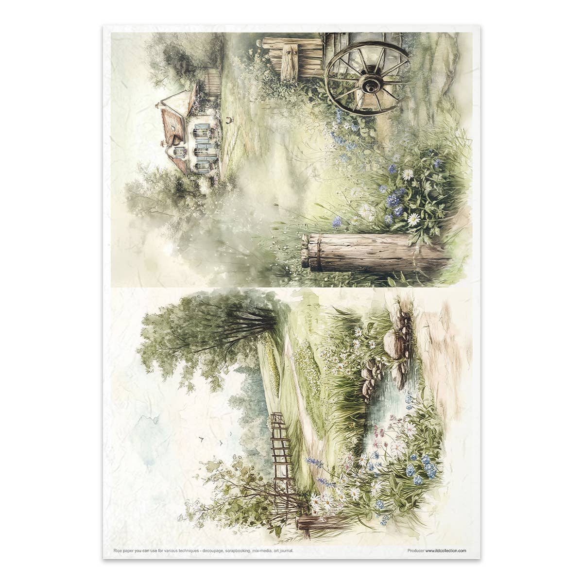 Rice paper set - A4 - Cottage in the Country - 10 - ITD Collection - Tidformera