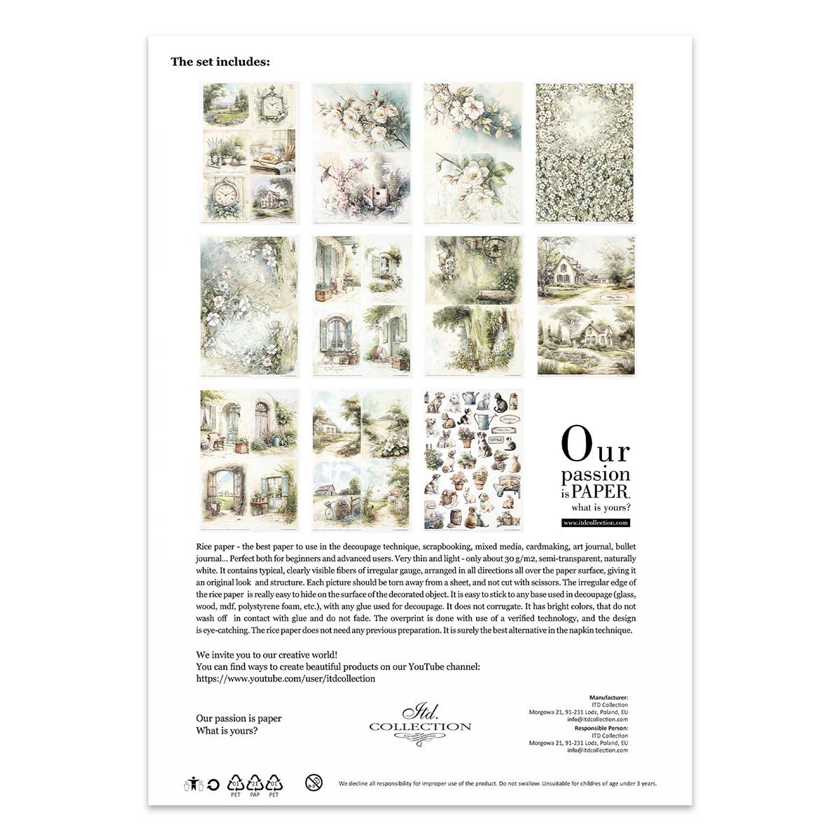 Rice paper set - A4 - Cottage in the Country - 2 - ITD Collection - Tidformera