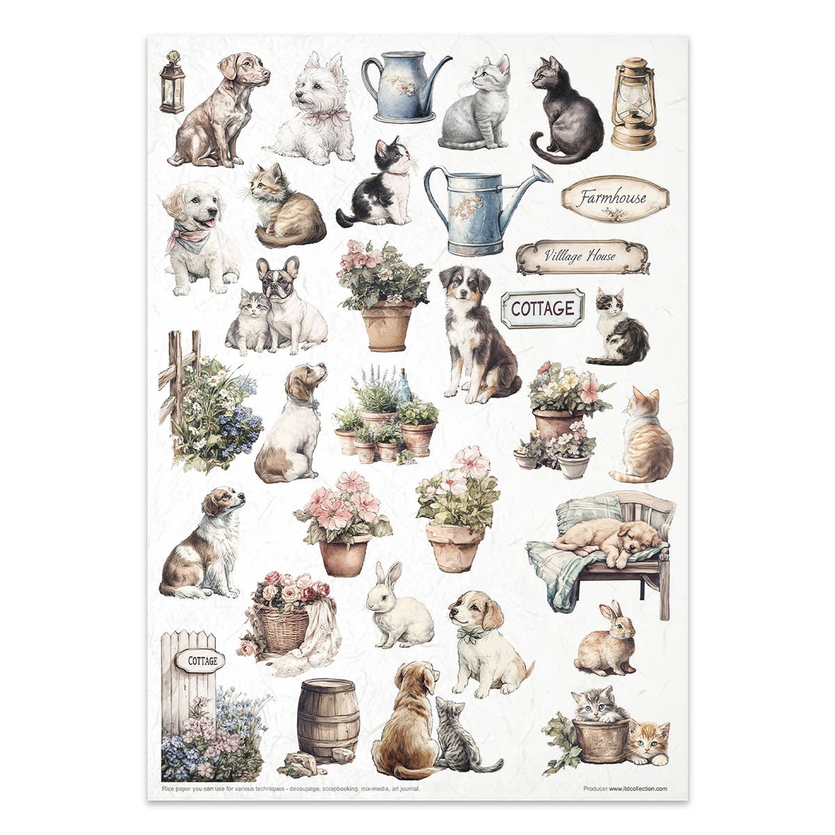 Rice paper set - A4 - Cottage in the Country - 14 - ITD Collection - Tidformera