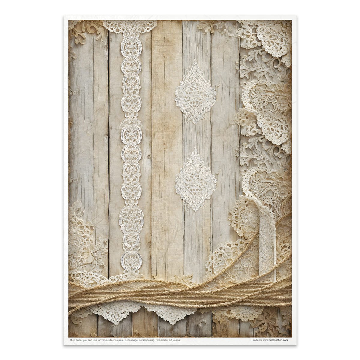 Rice paper set - A4 - Wood & Lace - 10 - ITD Collection - Tidformera
