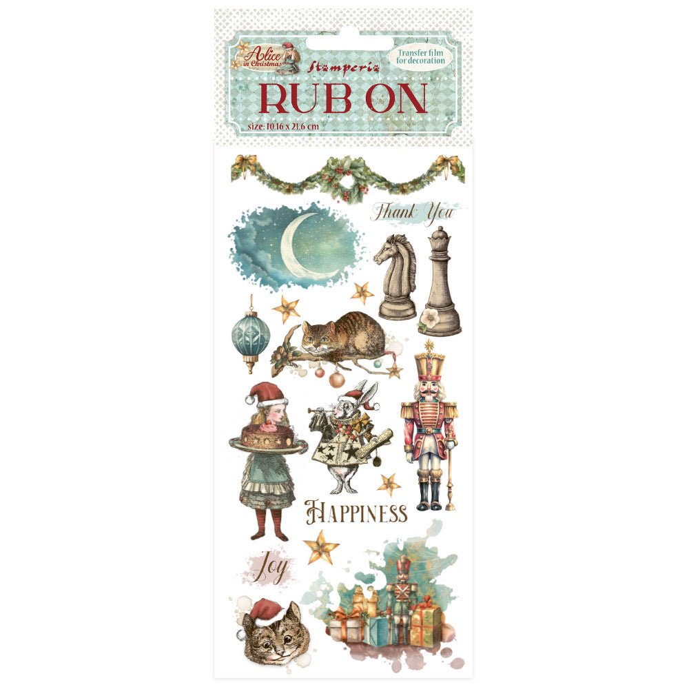 Rub - on - Alice in Christmas - Happiness - 1 - Stamperia - Tidformera
