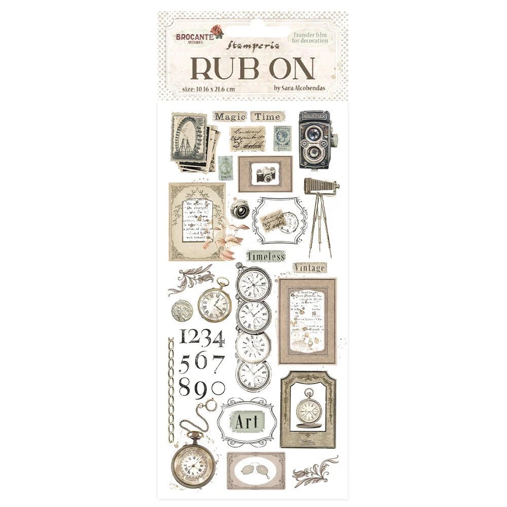 Rub - on Brocante Antiques - Clocks - 1 - Stamperia - Tidformera