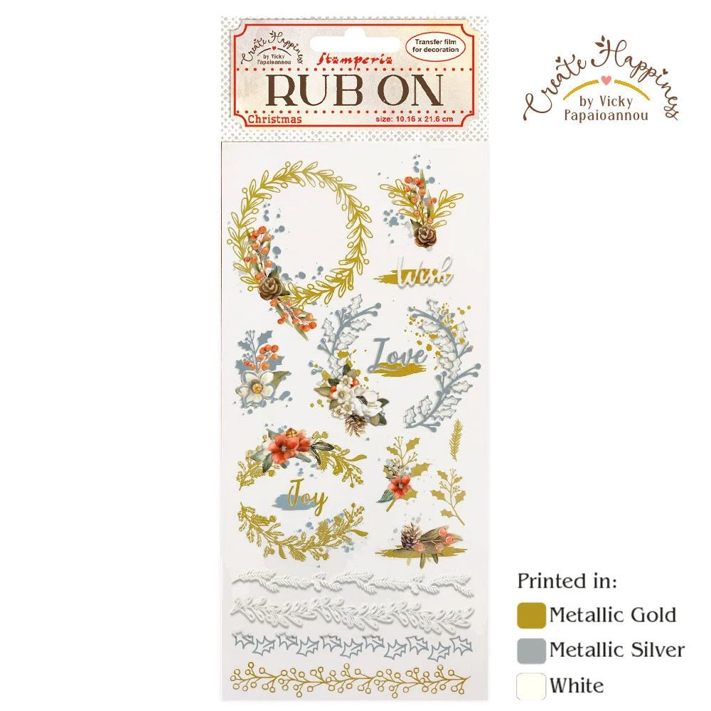 Rub - on - Create Happiness - Christmas garlands - 1 - Stamperia - Tidformera