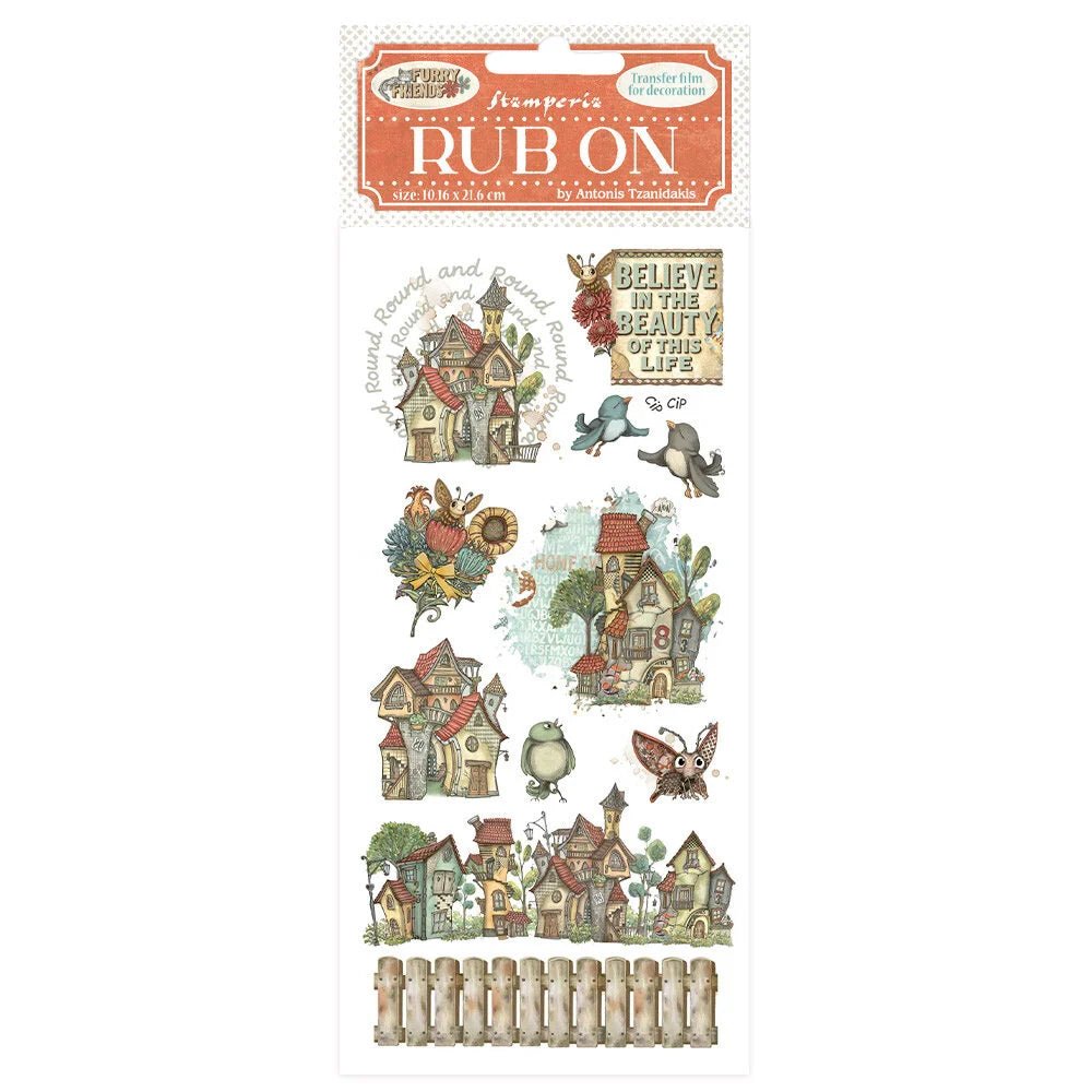 Rub - on - Furry Friends - Houses - 1 - Stamperia - Tidformera