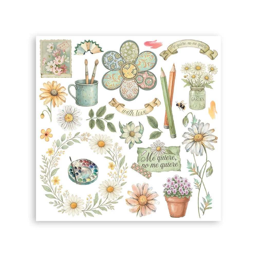 Rub - On Kit 15,5 x 15,5 cm - Daisy Art - 4 - Stamperia - Tidformera