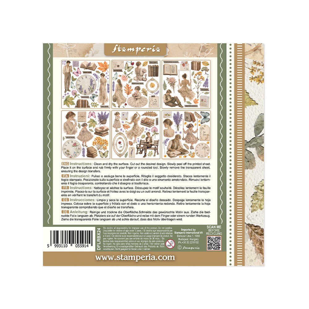 Rub-On Kit 15,5 x 15,5 cm - Flowers and Poems - 8 - Stamperia - Tidformera