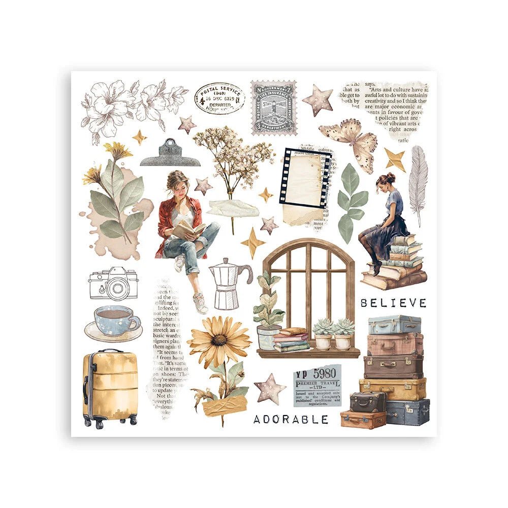 Rub - On Kit 15,5 x 15,5 cm - Secret Diary - 4 - Stamperia - Tidformera