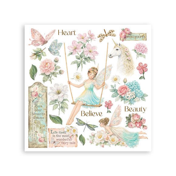 Rub - On Kit 15,5 x 15,5 cm - Wonderland - 5 - Stamperia - Tidformera
