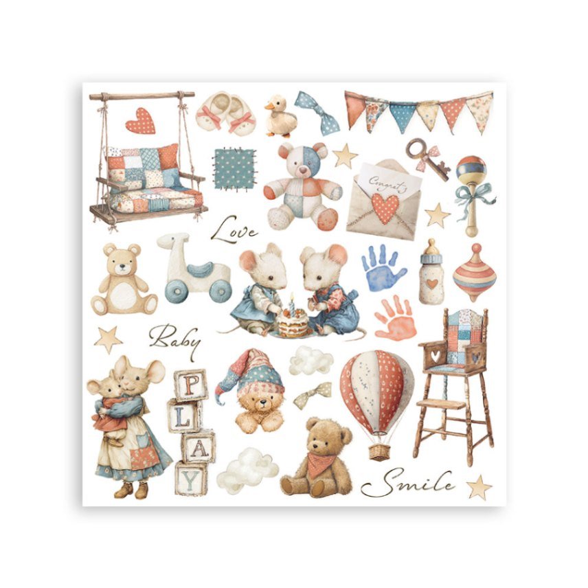 Rub - On Set 6 - pack - Baby - 3 - Stamperia - Tidformera