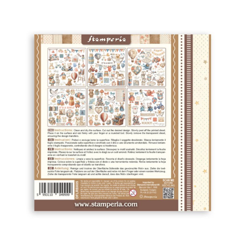 Rub - On Set 6 - pack - Baby - 8 - Stamperia - Tidformera