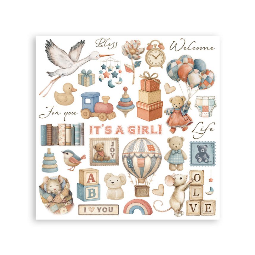 Rub - On Set 6 - pack - Baby - 6 - Stamperia - Tidformera