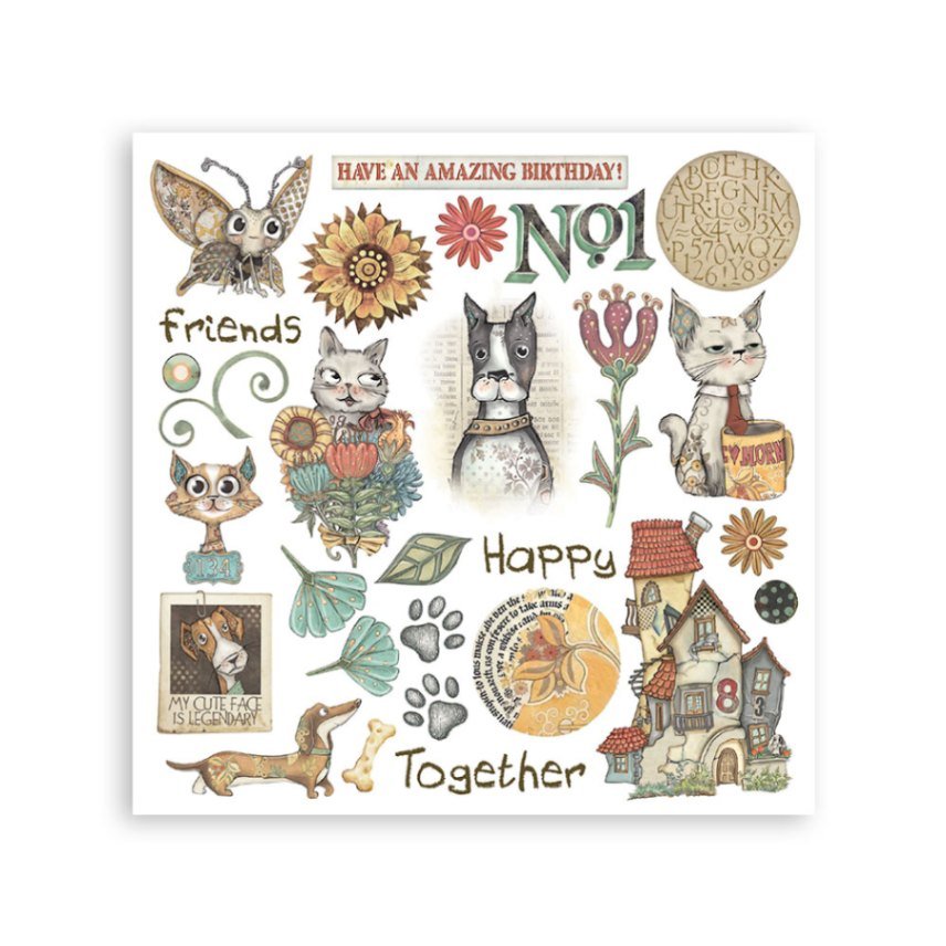 Rub - On Set 6 - pack - Furry Friends - 2 - Stamperia - Tidformera