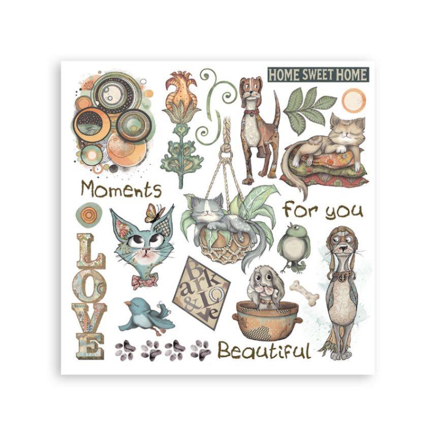 Rub - On Set 6 - pack - Furry Friends - 3 - Stamperia - Tidformera