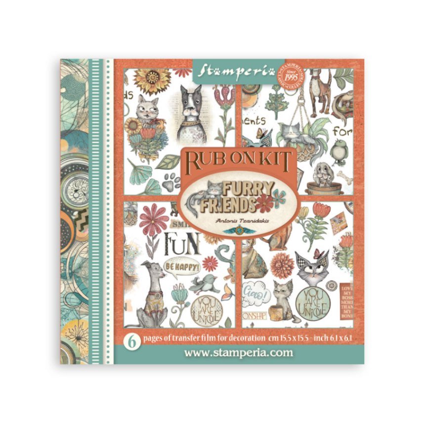Rub - On Set 6 - pack - Furry Friends - 1 - Stamperia - Tidformera