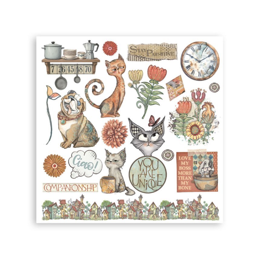 Rub - On Set 6 - pack - Furry Friends - 6 - Stamperia - Tidformera