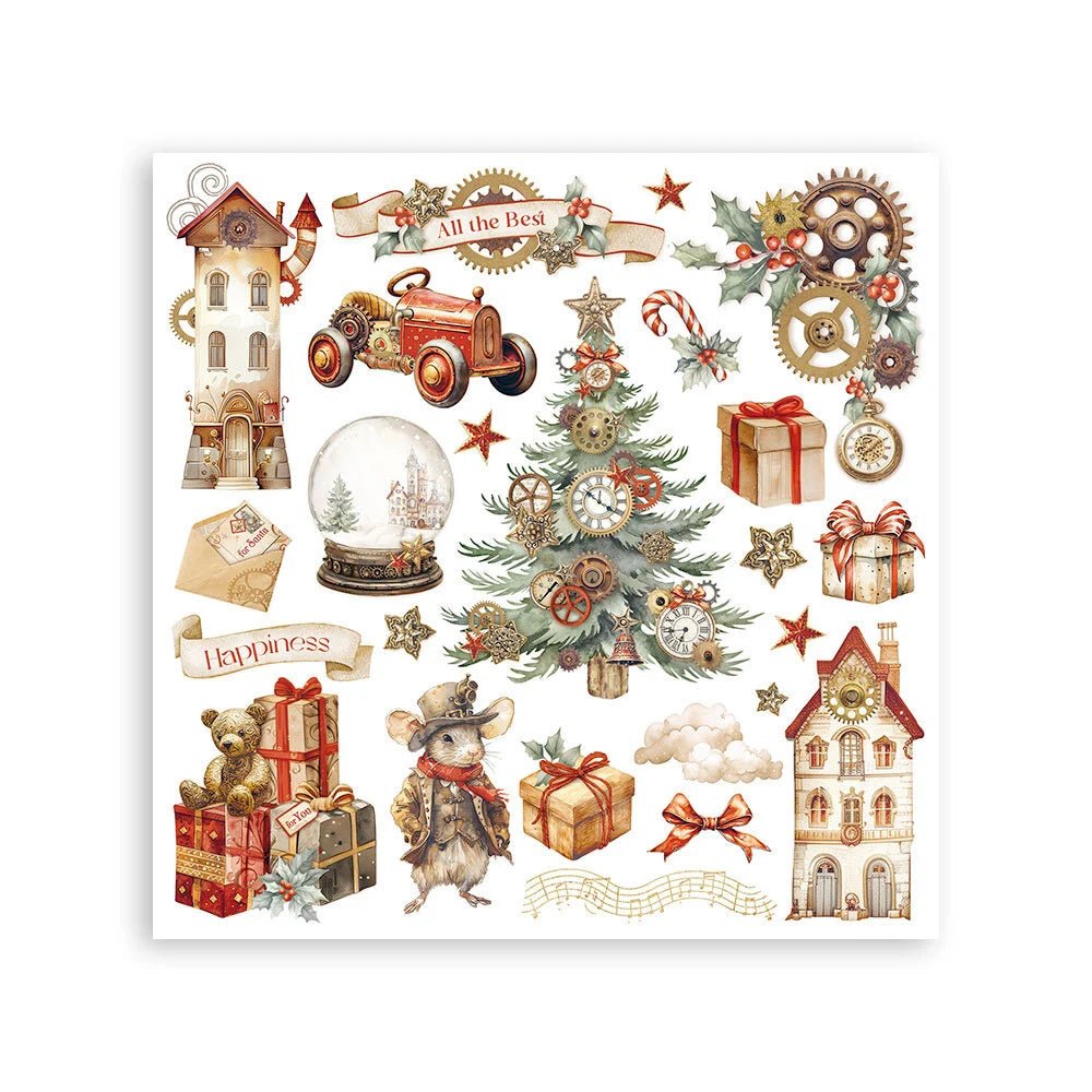 Rub - On Set 6 - pack - Gear up for Christmas - 2 - Stamperia - Tidformera