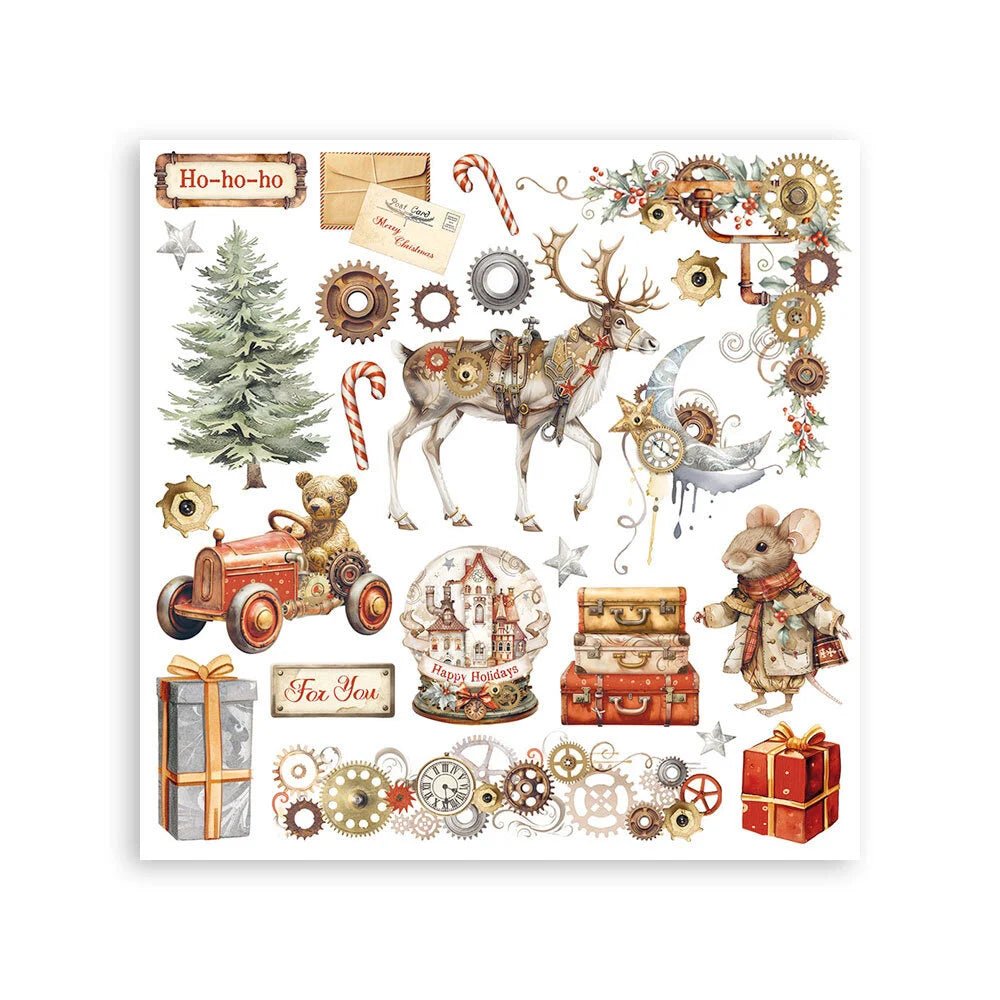 Rub - On Set 6 - pack - Gear up for Christmas - 5 - Stamperia - Tidformera