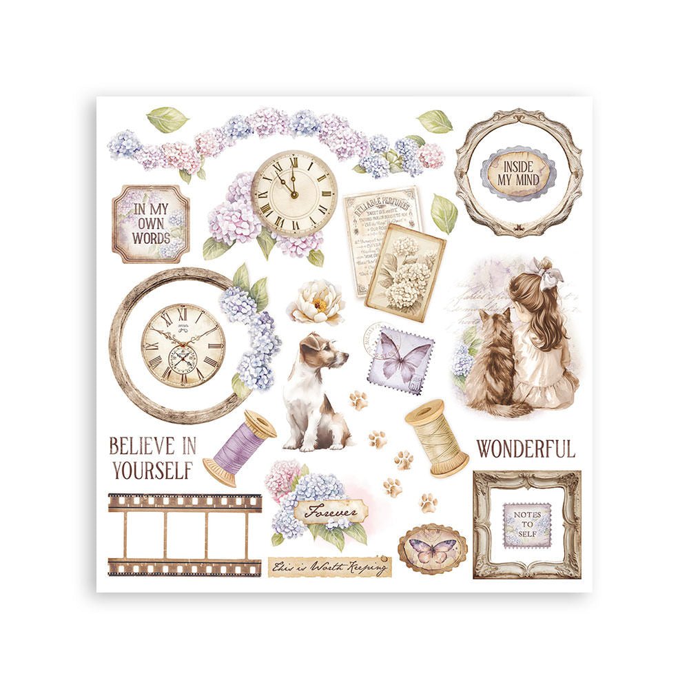 Rub - On Set 6 - pack - Quiet Days - 3 - Stamperia - Tidformera