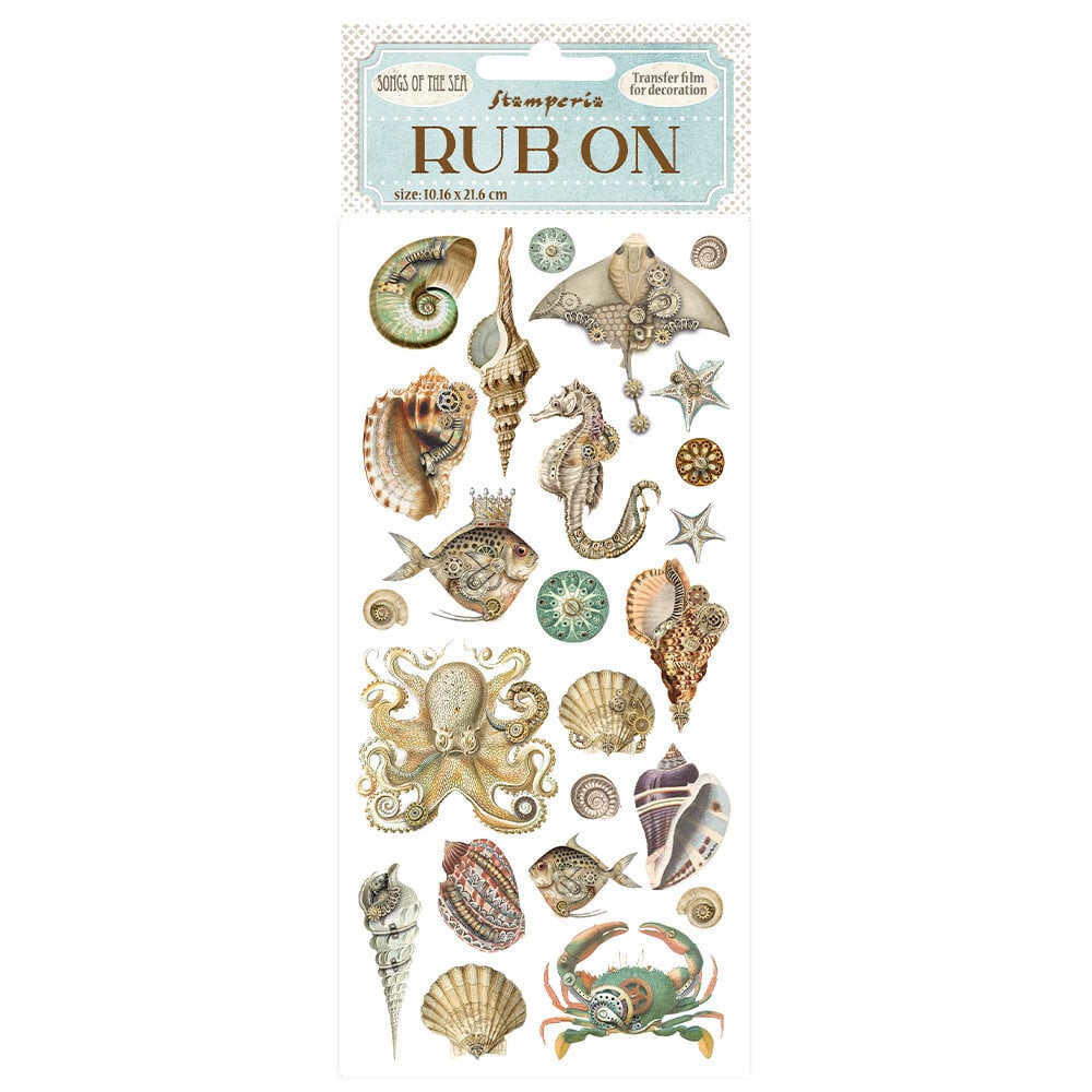 Rub - on Songs of the Sea - Shells and Fish - 1 - Tidformera - Tidformera